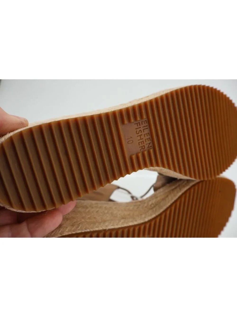 Eileen Fisher Women's Agnes Sandal Size 10 Espadrille Platform Wedge Heel Gold - Picture 11 of 13